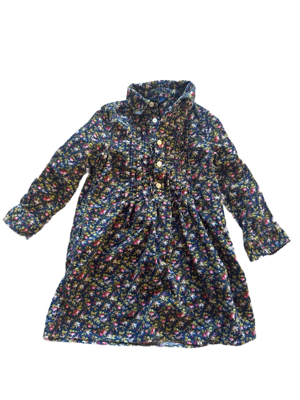 Polo by Ralph Lauren Navy Floral Long-Sleeve Button Dress corduroy 4T